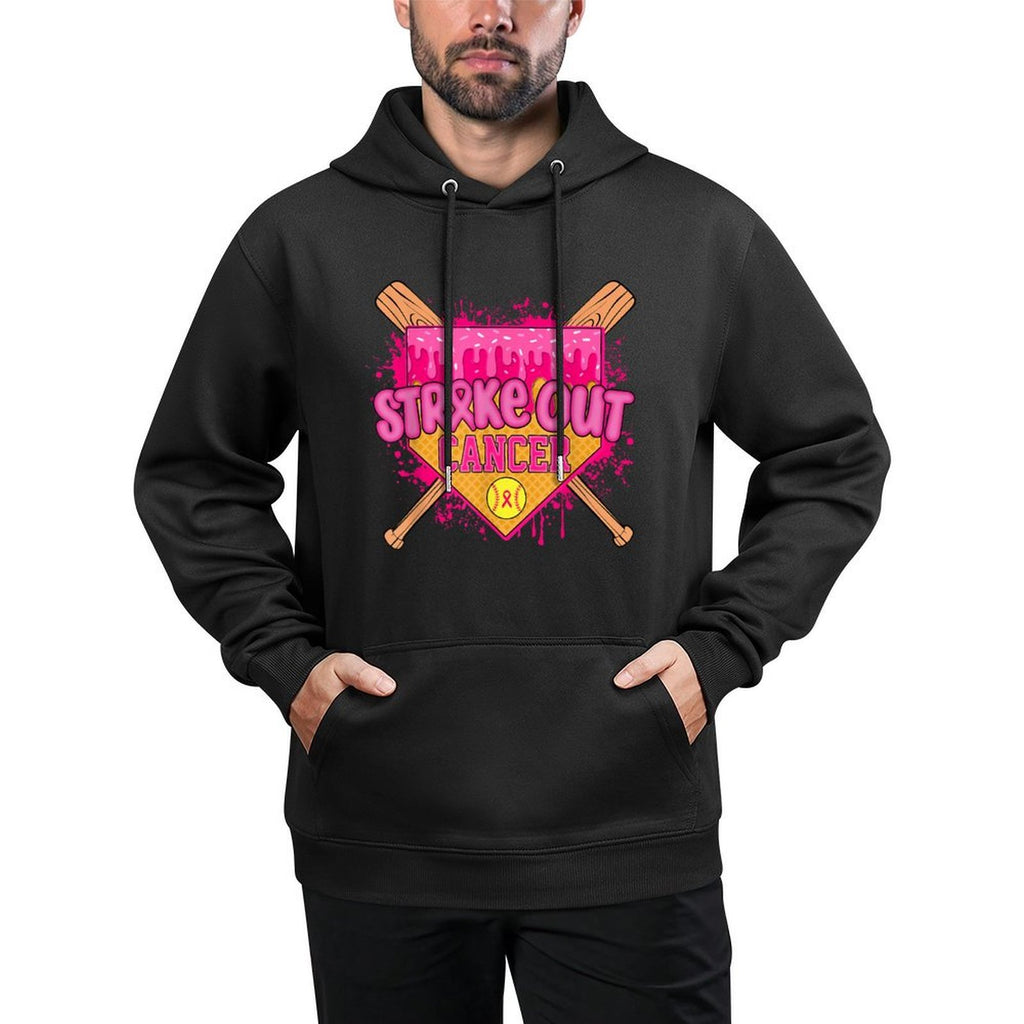 Strike Out Breast Cancer Warrior Softball Drip Home Plate All-Day Comfort Hoodie