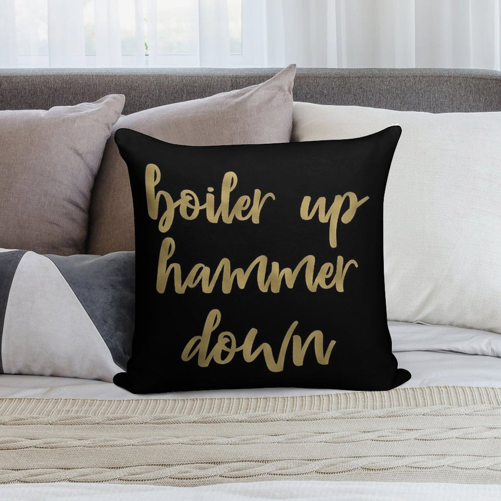 Boiler Up Hammer Down Purdue Gold Foil Soft Decorative Cover Throw Pillow