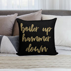 Boiler Up Hammer Down Purdue Gold Foil Soft Decorative Cover Throw Pillow