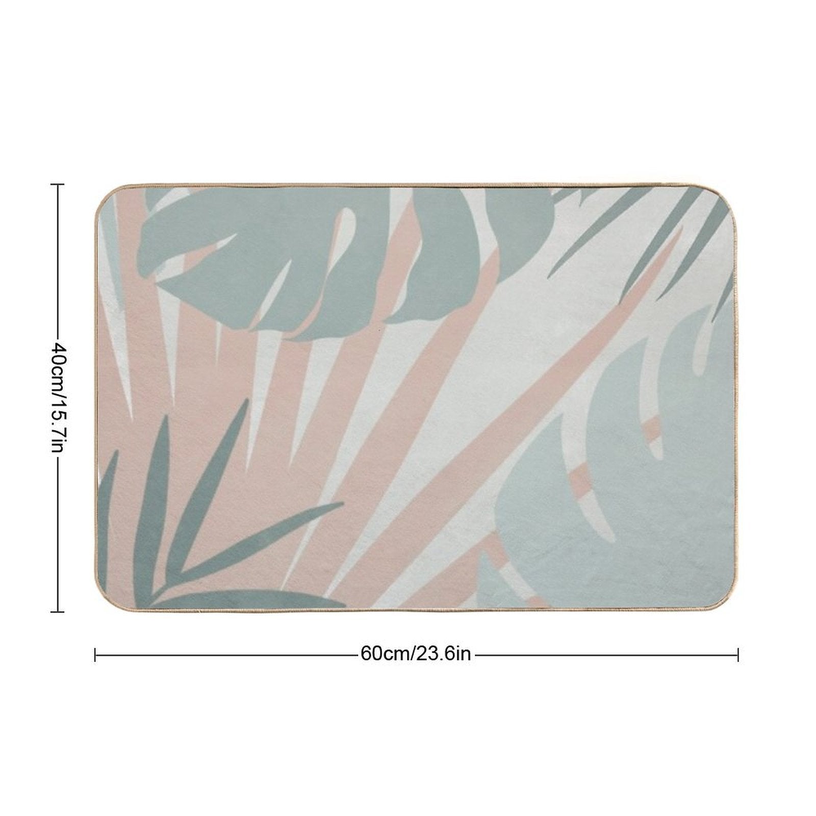 Green And Pink Palm Plant And Monstera Leaf Boho Illustration #1  Long-Lasting Bath Mat