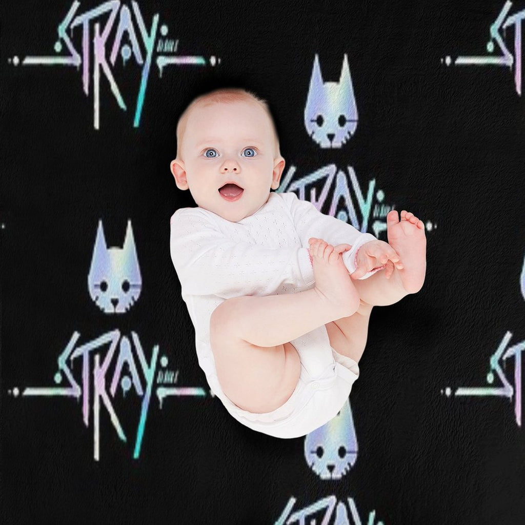The Stray Game Logo in Holographic Iridescent Rainbow Anti-pilling Throw Blanket