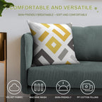 Mustard & Grey Geometric Soft Anti-Pilling Throw Pillow