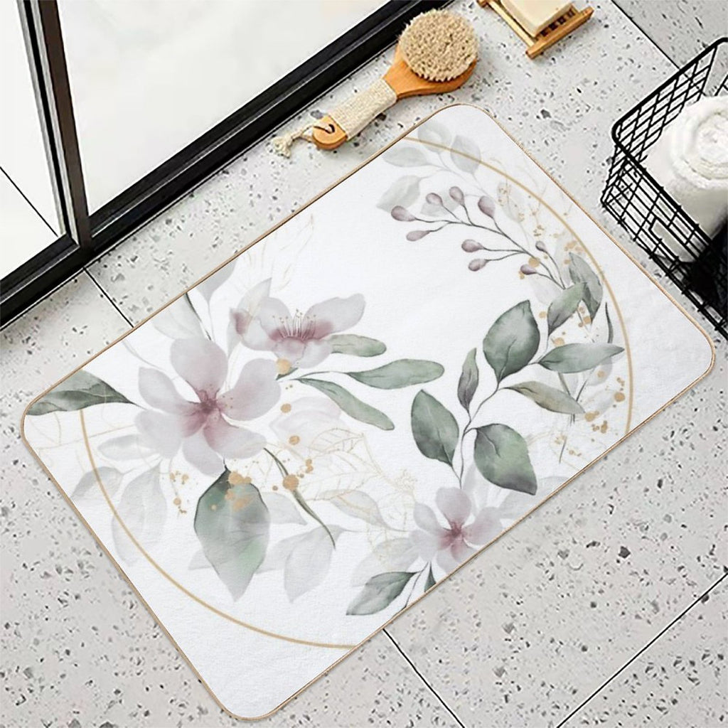 Golden Cicle of Flowers  Eco-Friendly Bath Mat
