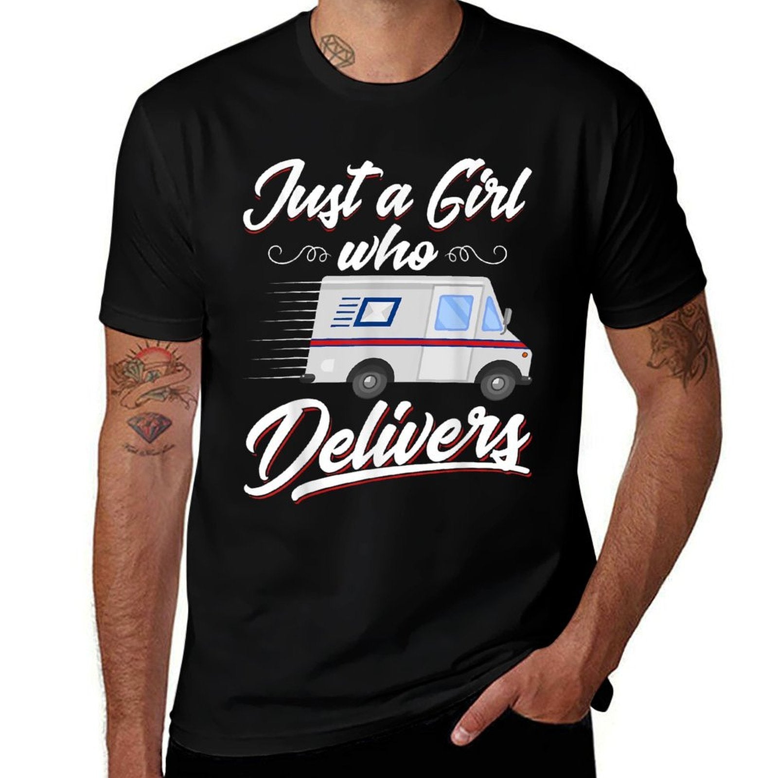 Just A Girl Who Delivers - Funny Postwoman Mail Truck Driver  Slim-fit Cut T-Shirt