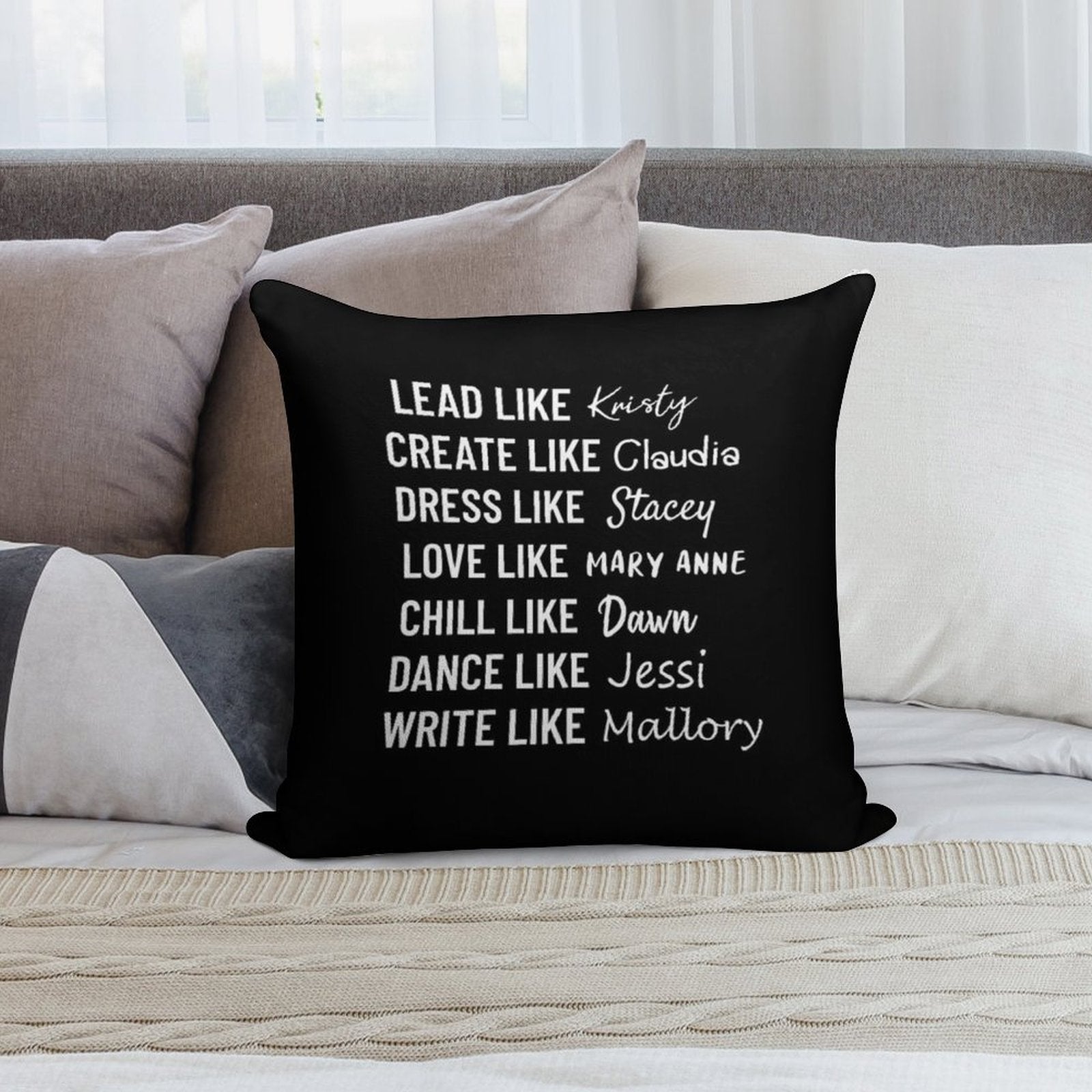 The Baby Sitters Club - Kristy, Claudia, Stacey, Mary Anne, Dawn, Jessi, Mallory Soft Warmth Comfort Throw Pillow