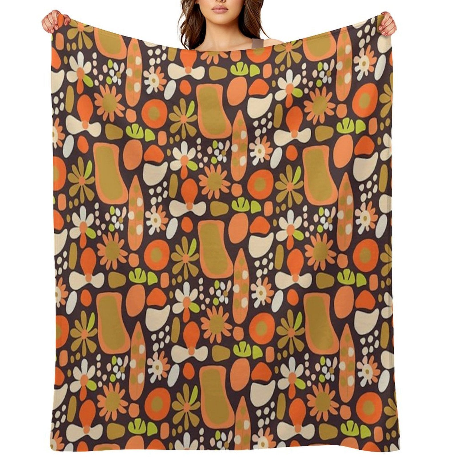 Retro Blossom Medley Premium Throw Blanket