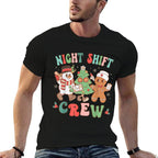 Retro Night Shift Nurse Crew Christmas Night Shift Nursing  Polyester Blend T-Shirt