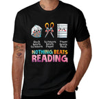 Nothing Beats Reading Funny Rock Paper Scissors  Rolled Sleeves T-Shirt