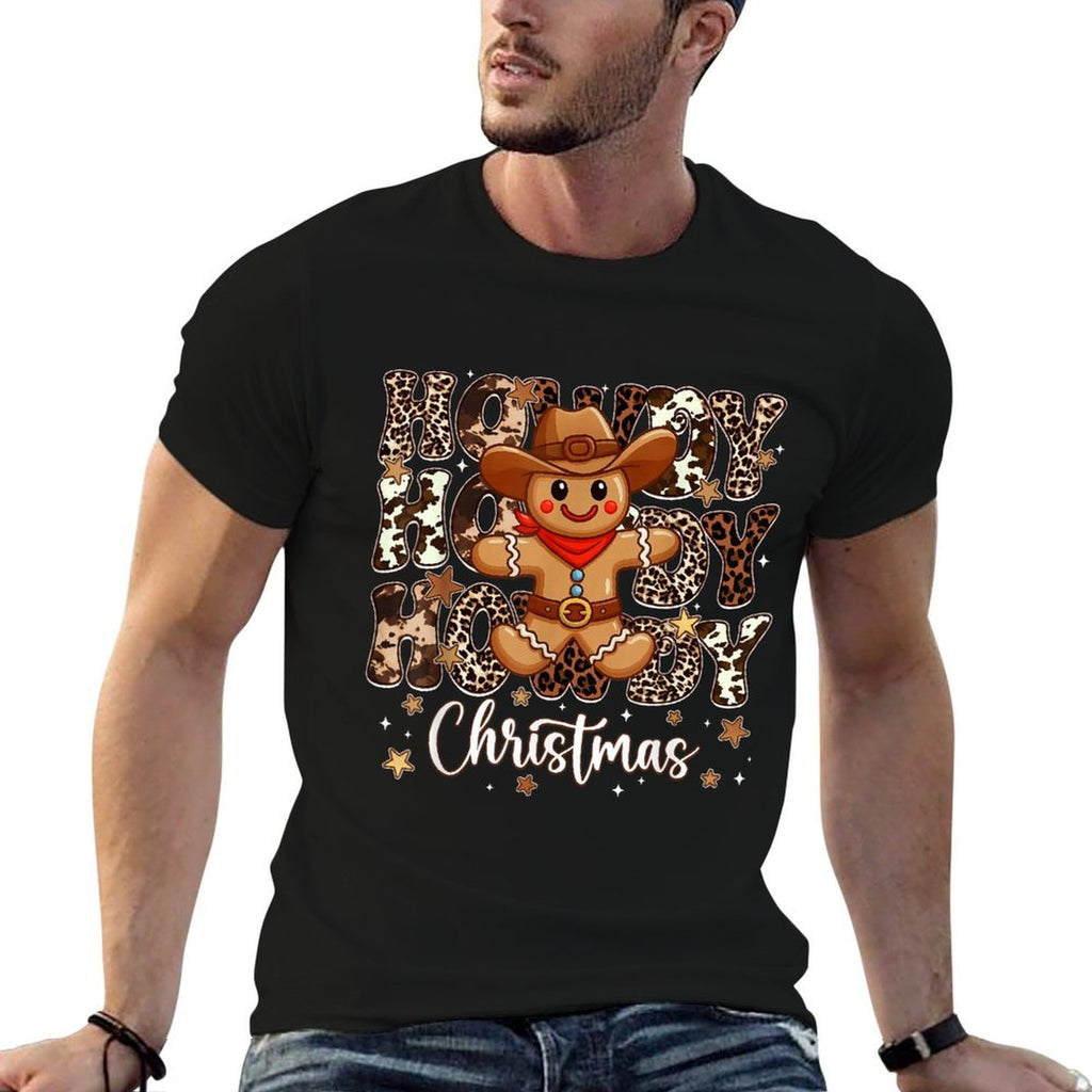 Howdy Christmas Cowboy Gingerbread Pjs Xmas Men Boy  Vintage-inspired T-Shirt