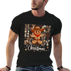 Howdy Christmas Cowboy Gingerbread Pjs Xmas Men Boy  Vintage-inspired T-Shirt