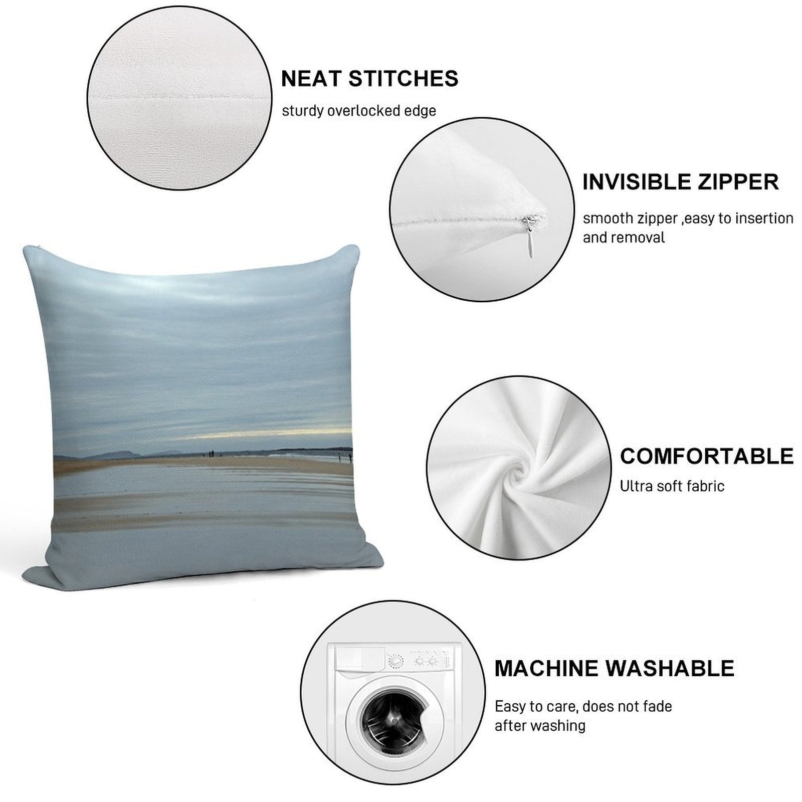 Luskentyre Beach, Isle of Harris Soft Anti-Pilling Throw Pillow