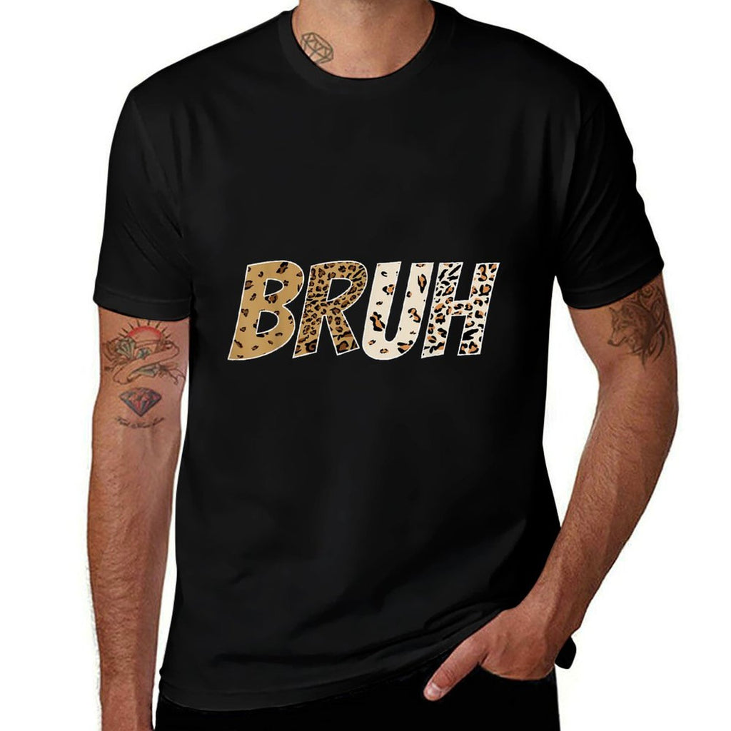 Leopard Cheetah Animal Print Funny Bruh For Boys Girls  Lightweight T-Shirt
