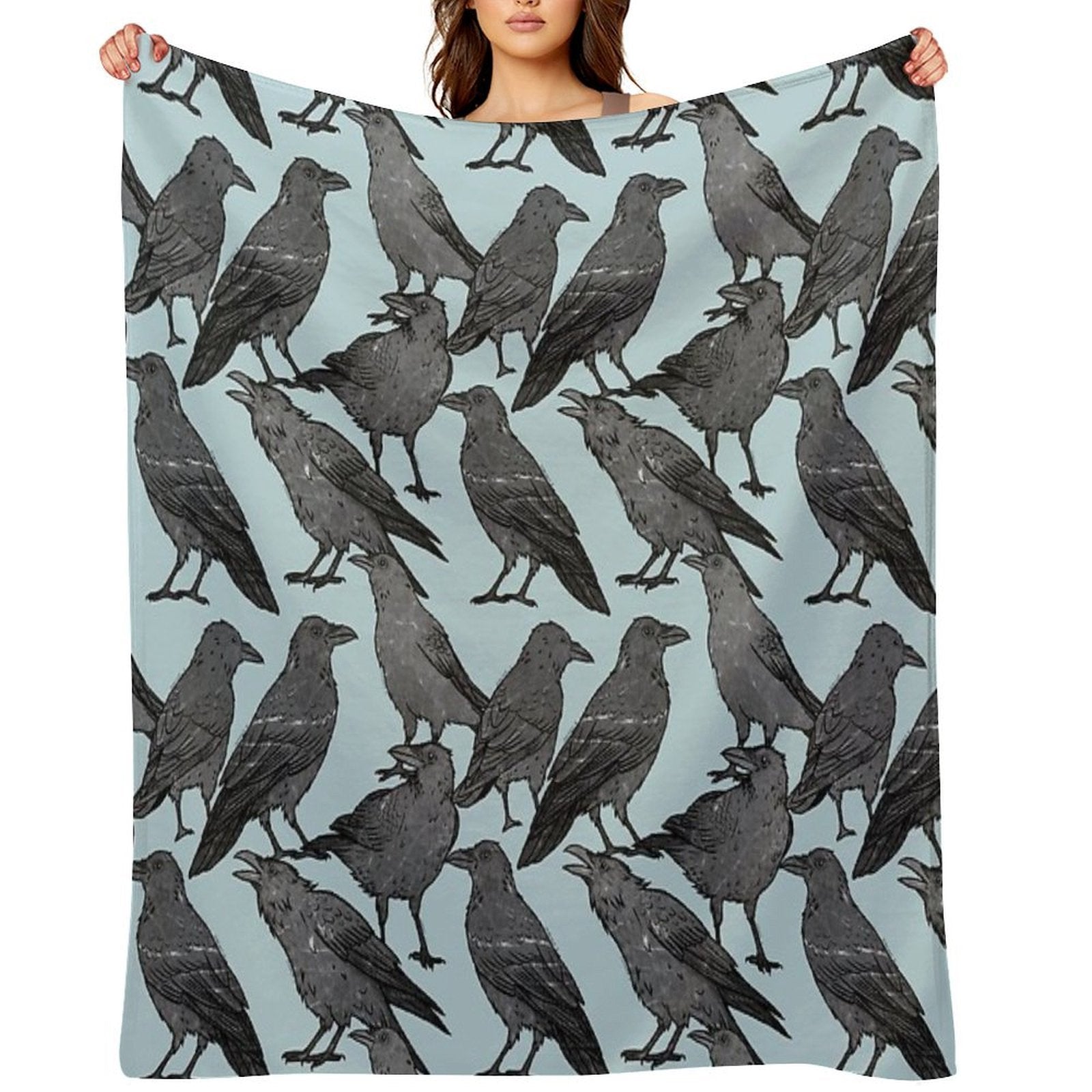 Cute Crow Pattern All-season Throw Blanket