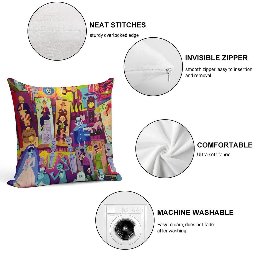Retro Mansion Collage Soft Ultra-Soft Texture Throw Pillow