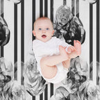 Monochrome Roses & Stripes – Modern Black And White Floral Art Quick-dry Throw Blanket