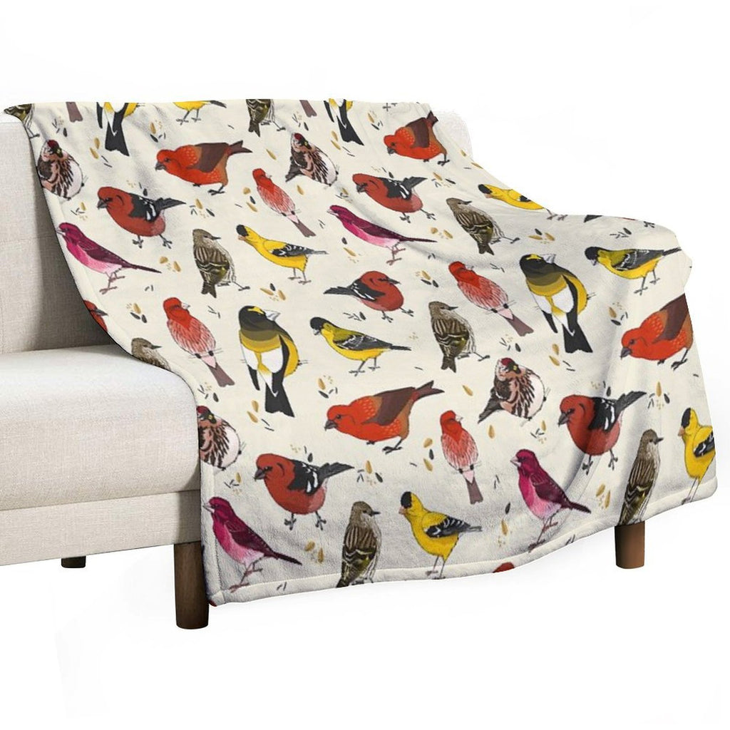North American Finches Plush Throw Blanket
