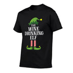 Wine Drinking Elf Matching Family Group Christmas  Easy-care T-Shirt