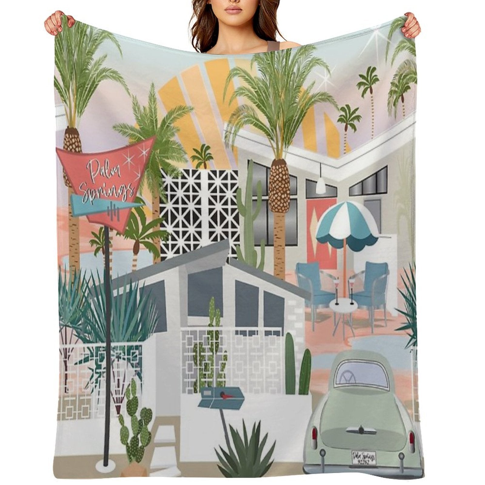 Retro Palm Springs II Easy Care Throw Blanket