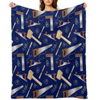 Carpenter's Toolkit Illustrated Pattern  Woodworking Tools Versatility Throw Blanket