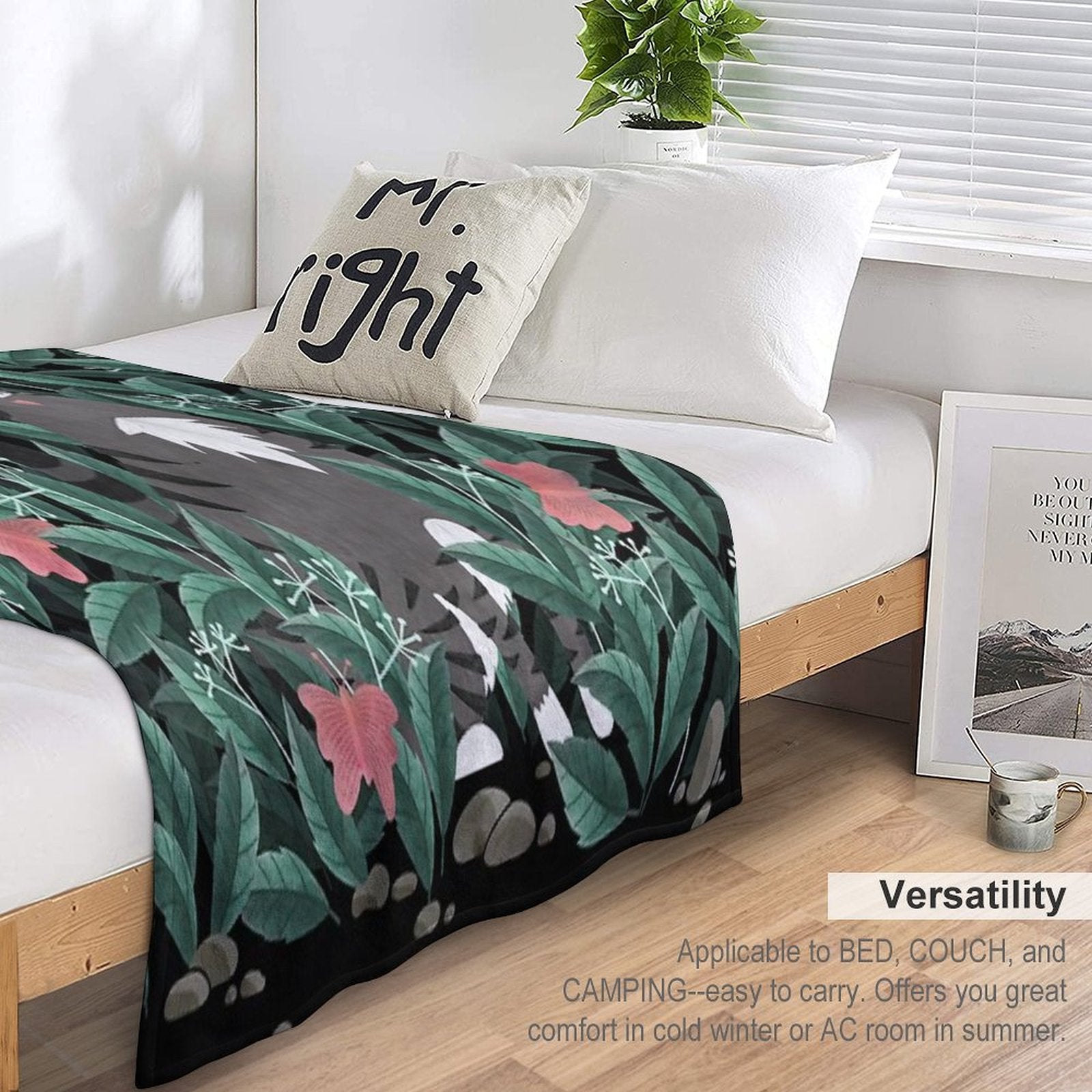 Butterfly Garden (Tabby Cat Version) Durable Throw Blanket