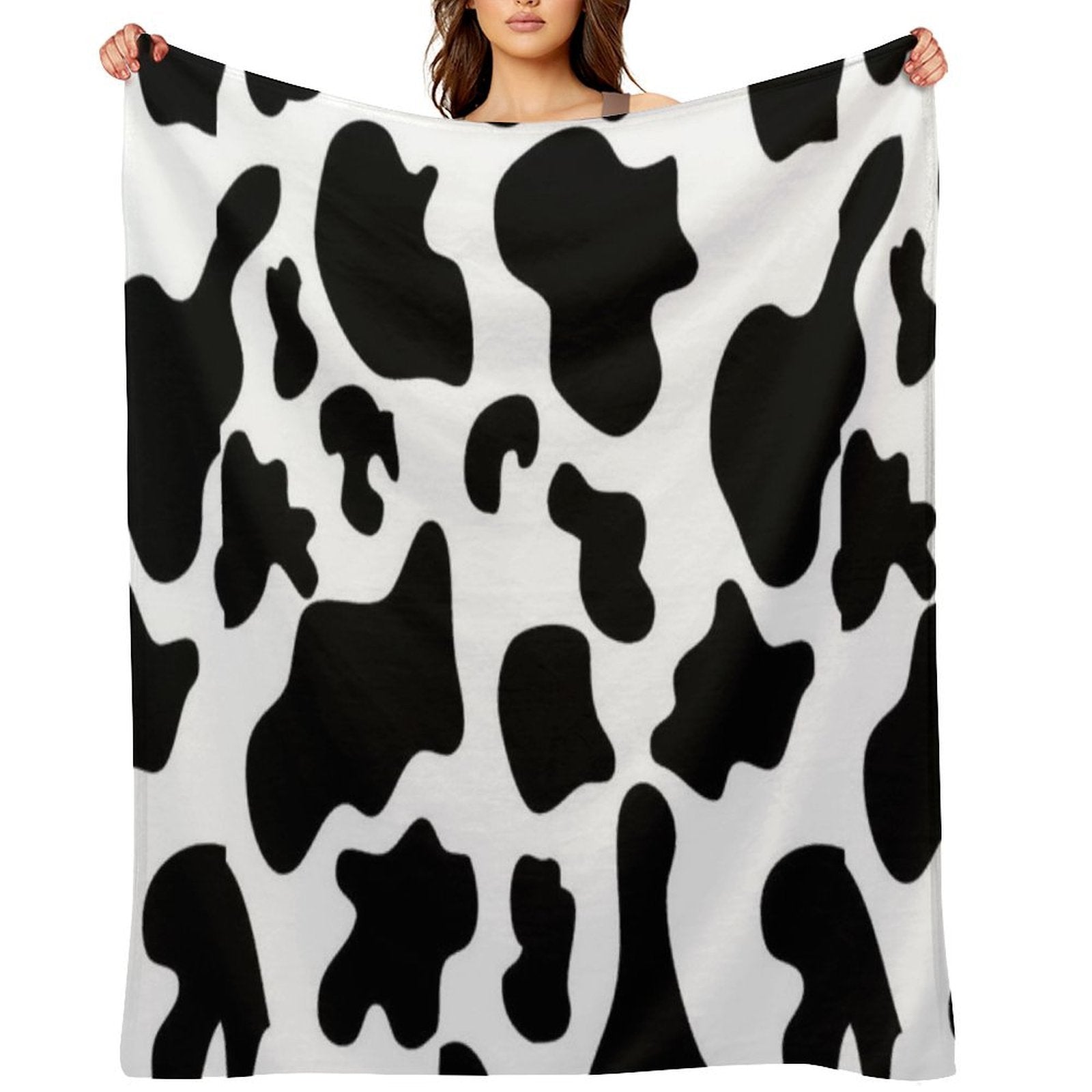 Cow Print Designer Face Mask Reusable & Washable, Designer Inspired, Black, White,Festival Comfort Throw Blanket