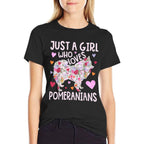 Pomeranian Just A Girl Who Loves Pomeranians Flower Floral  Lightweight T-Shirt