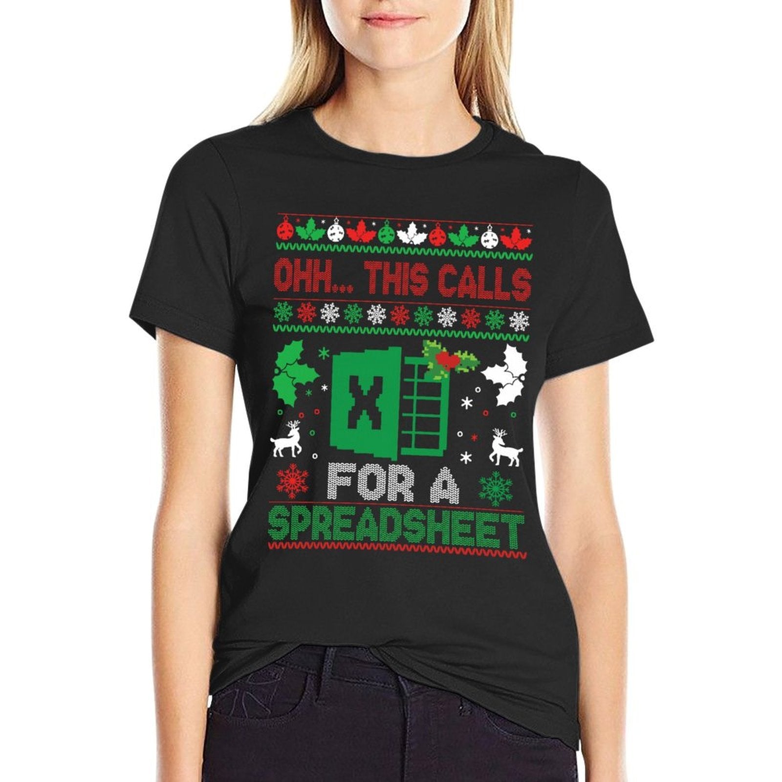 Oh This Calls for A Spreadsheet Christmas Sweater Excel  Graphic-printed T-Shirt