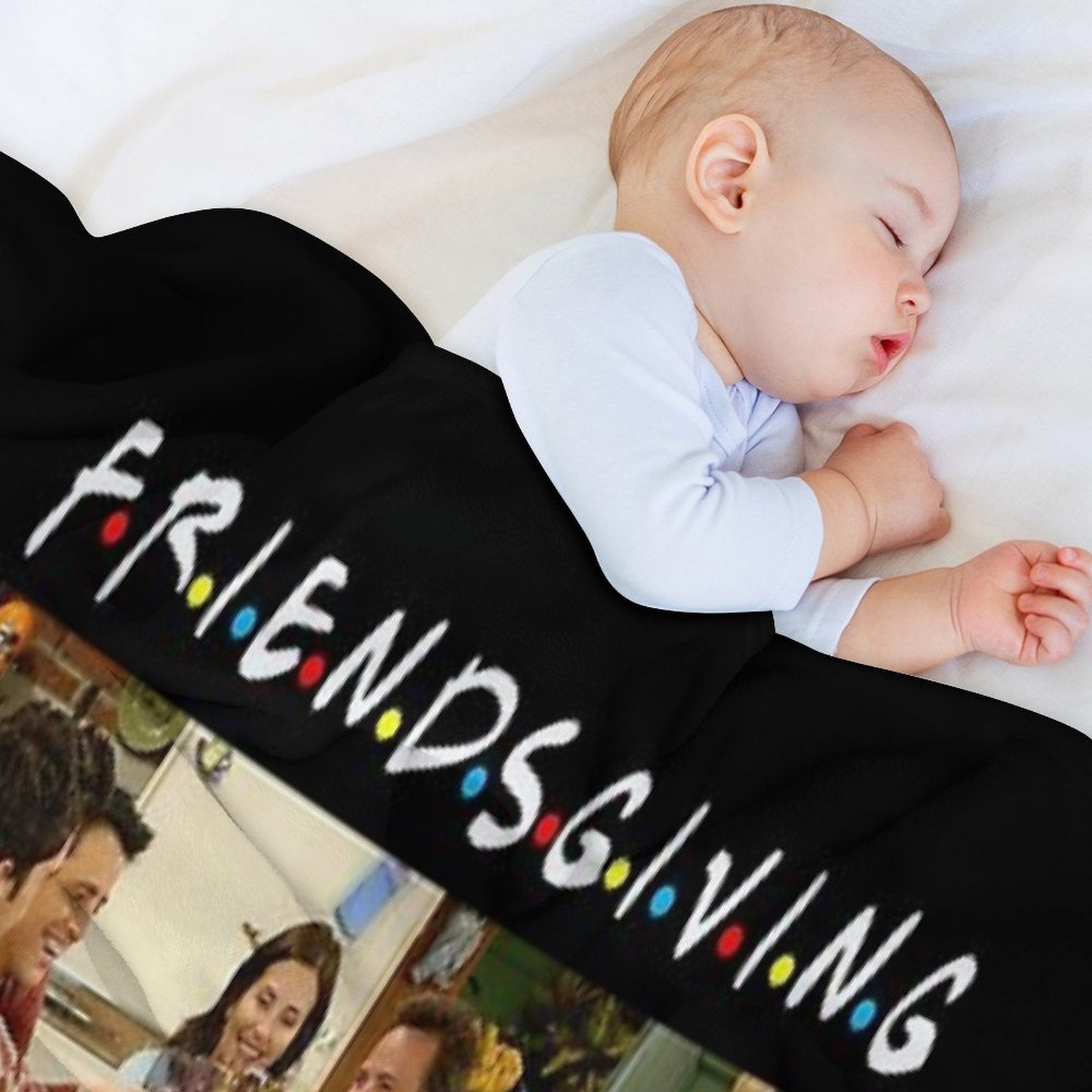 Friendsgiving Classic Fríénds Funny Thanksgiving Eco-conscious Throw Blanket