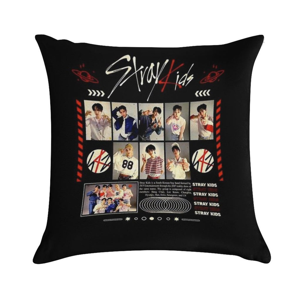 Stray Kids Concert Tour T-shirt Kpop Boy Group Bang Chan Lee Know Changbin Hyunjin Han Felix Seungmin Jeongin Soft Luxury Feel Throw Pillow