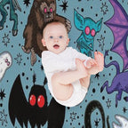 Cryptids Night Light Blue Eco-conscious Throw Blanket