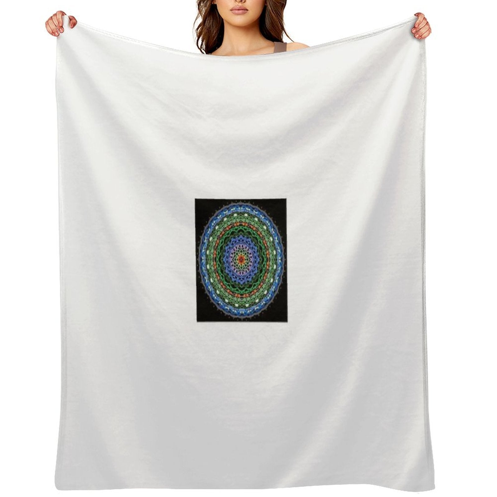 “Flourish of The Earth Mandala – Sacred Geometry Honoring Nature’s Harmony All-season Throw Blanket