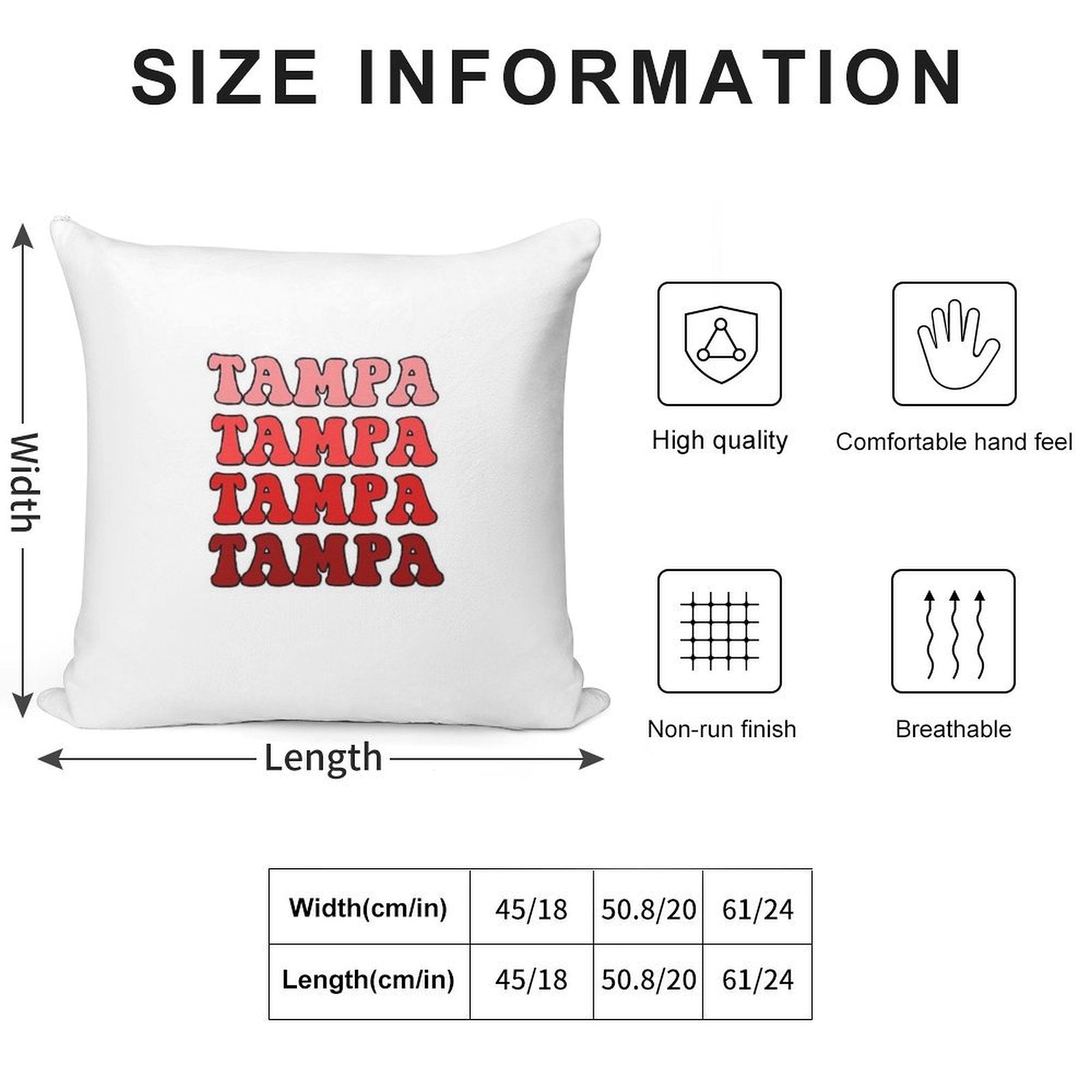 U Tampa Gradient Text Soft Shrink-Resistant Throw Pillow