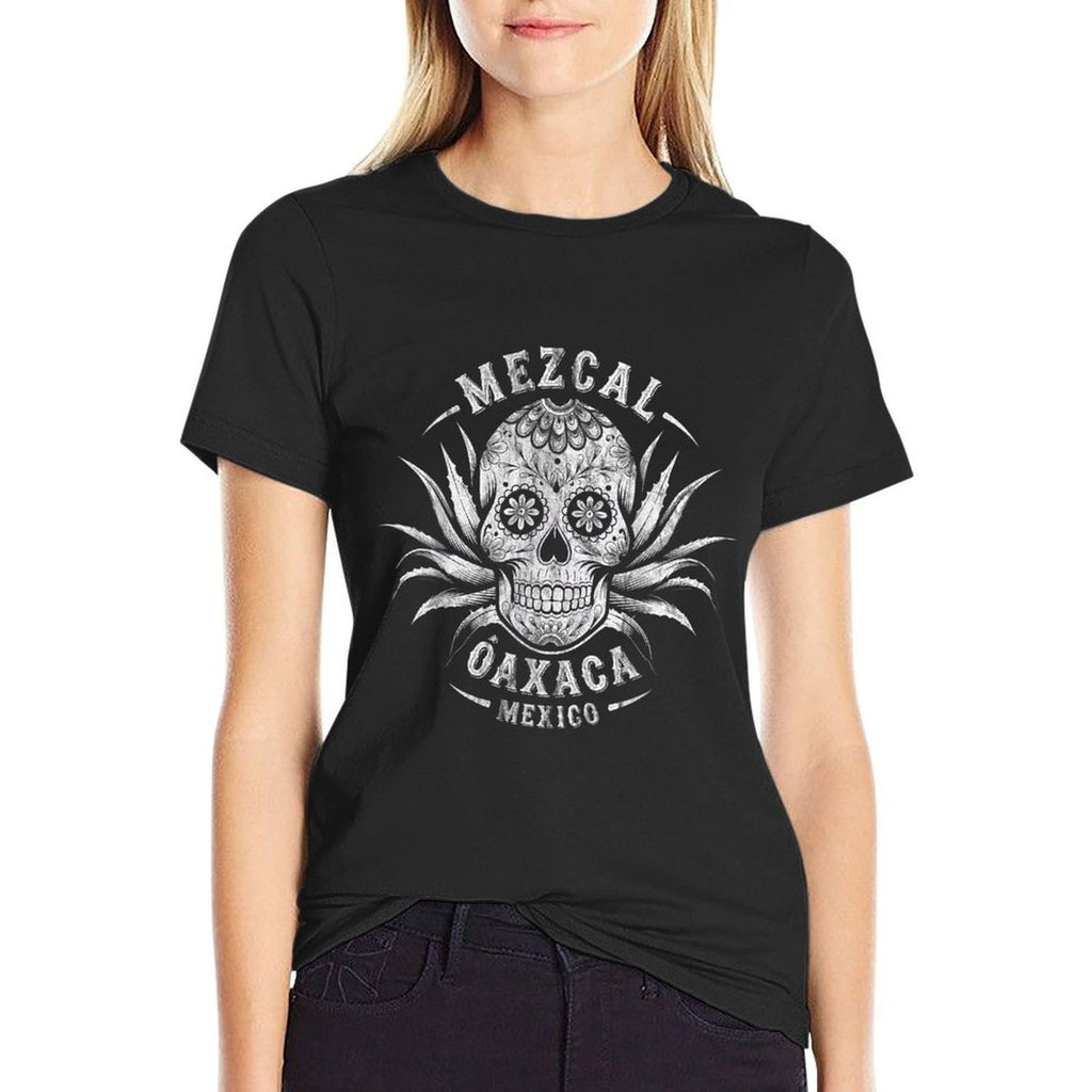 Mezcal Tequila Helps Vintage Skull Oaxaca Gifts Unisex-Adults Black Small Classic Fit Crew Neck Sugar Skull Skull Theme Vintage  Wrinkle-resistant T-Shirt