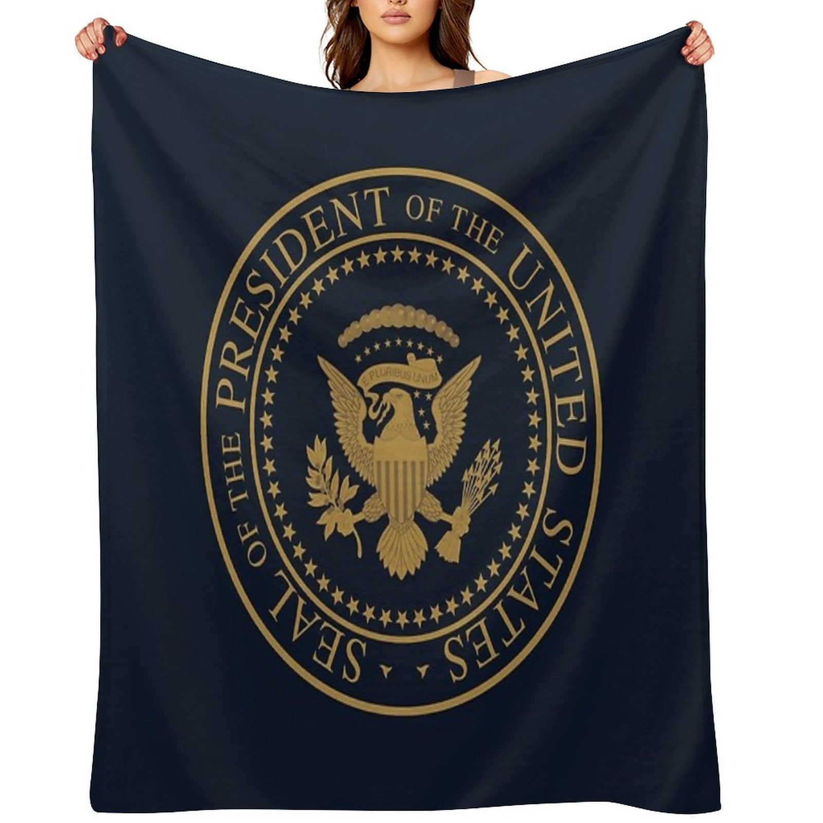 USA Presidential Seal Dark Blue Anti-pilling Throw Blanket