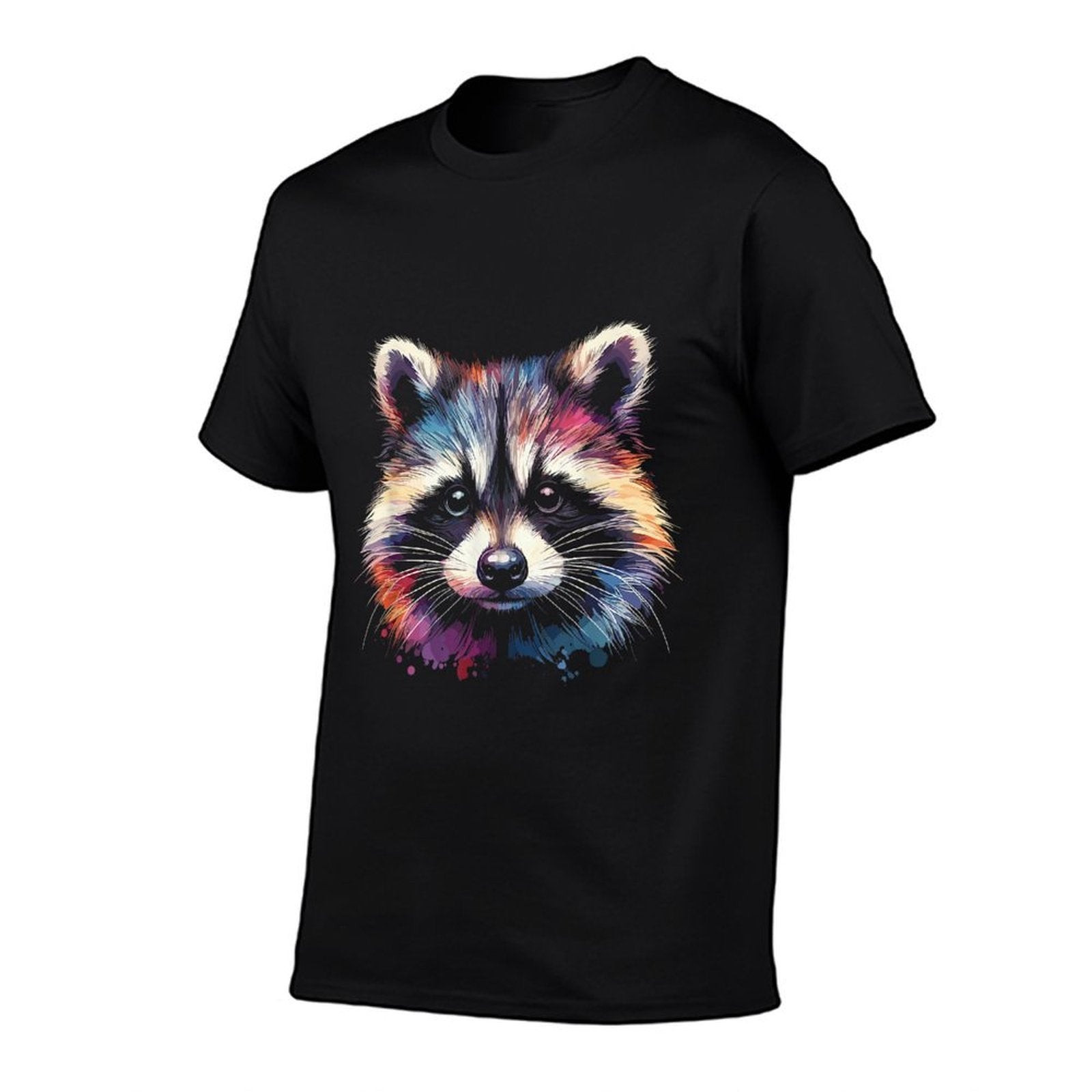 Watercolor Raccoon Gift Unisex-Child Raccoon Black Small Modern Classic Polyester 100 Collarless All Seasons Pull On 1 Count  Easy-care T-Shirt