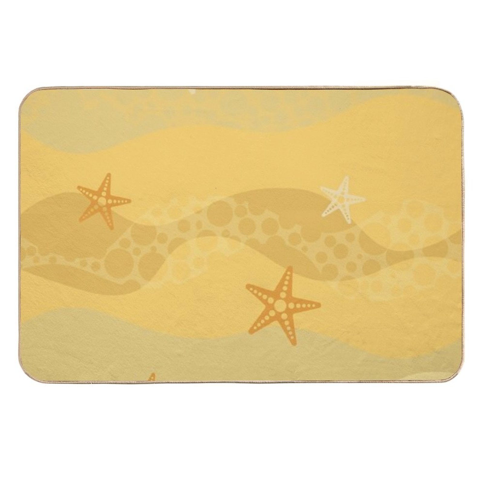Cartoon Ocean Collection. Sand Pattern with Sea Stars  Dirt-Trapping Bath Mat