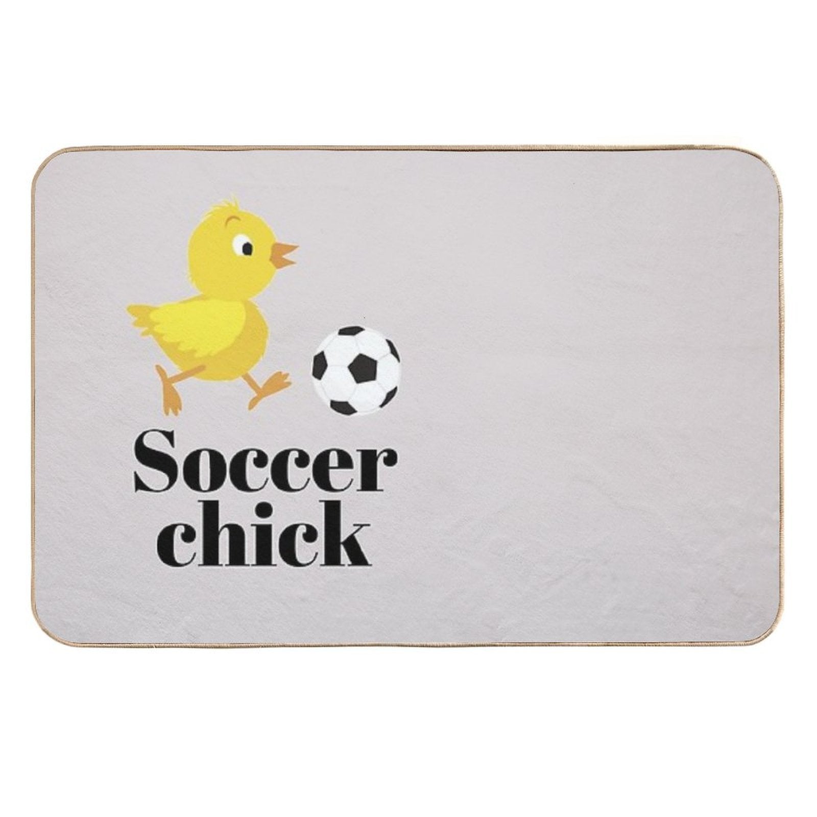 Funny Cute Animated Cartoon Soccer Chick  Absorbent Bath Mat