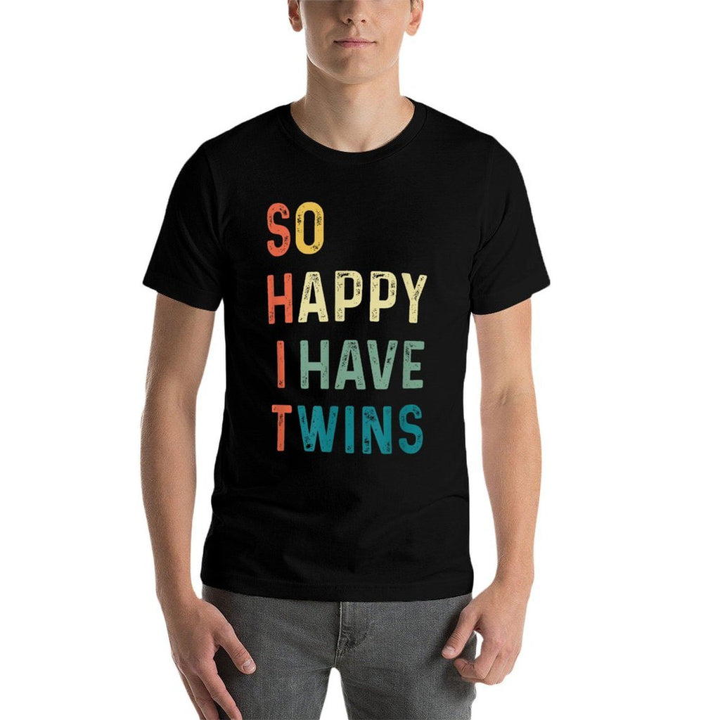 So Happy I Have Twins Funny Mom Dad Parent Saying Slogan  Oversized Silhouette T-Shirt