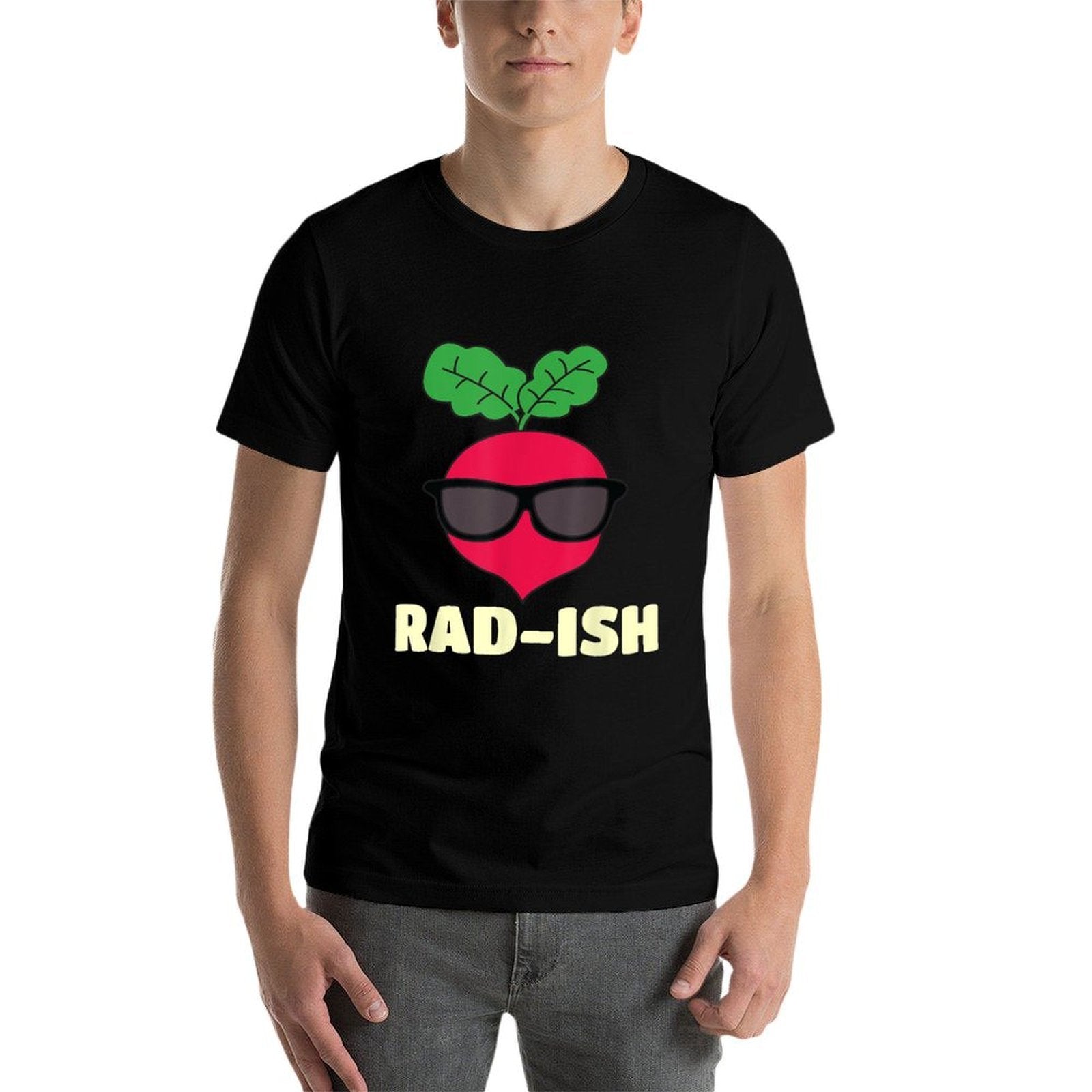 Radish Vegetable Vegetarian Vegan Food Rad-ish Funny Cool Radish with Sunglass Food Pun Unisex-Adults And Kids  Fade-proof Color T-Shirt