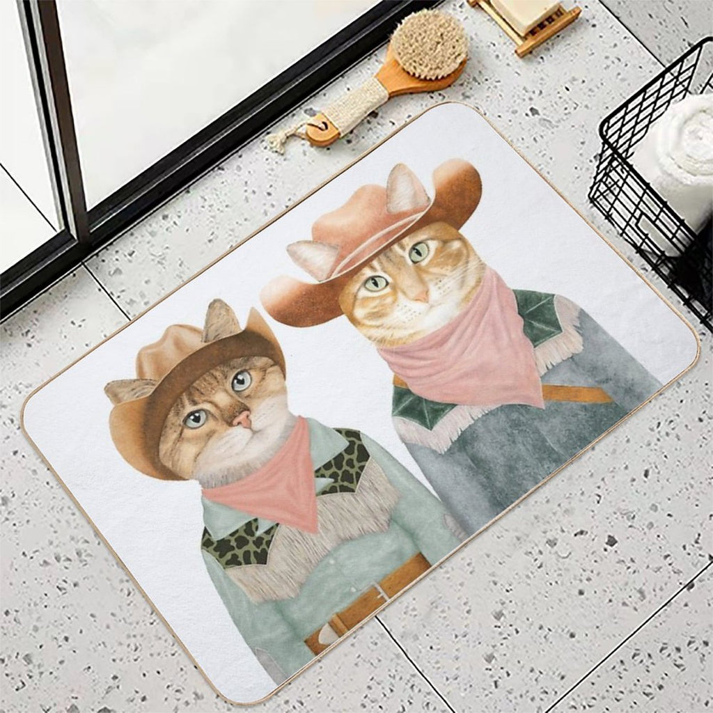 Ginger Cat Cowboys  Eco-Friendly Bath Mat