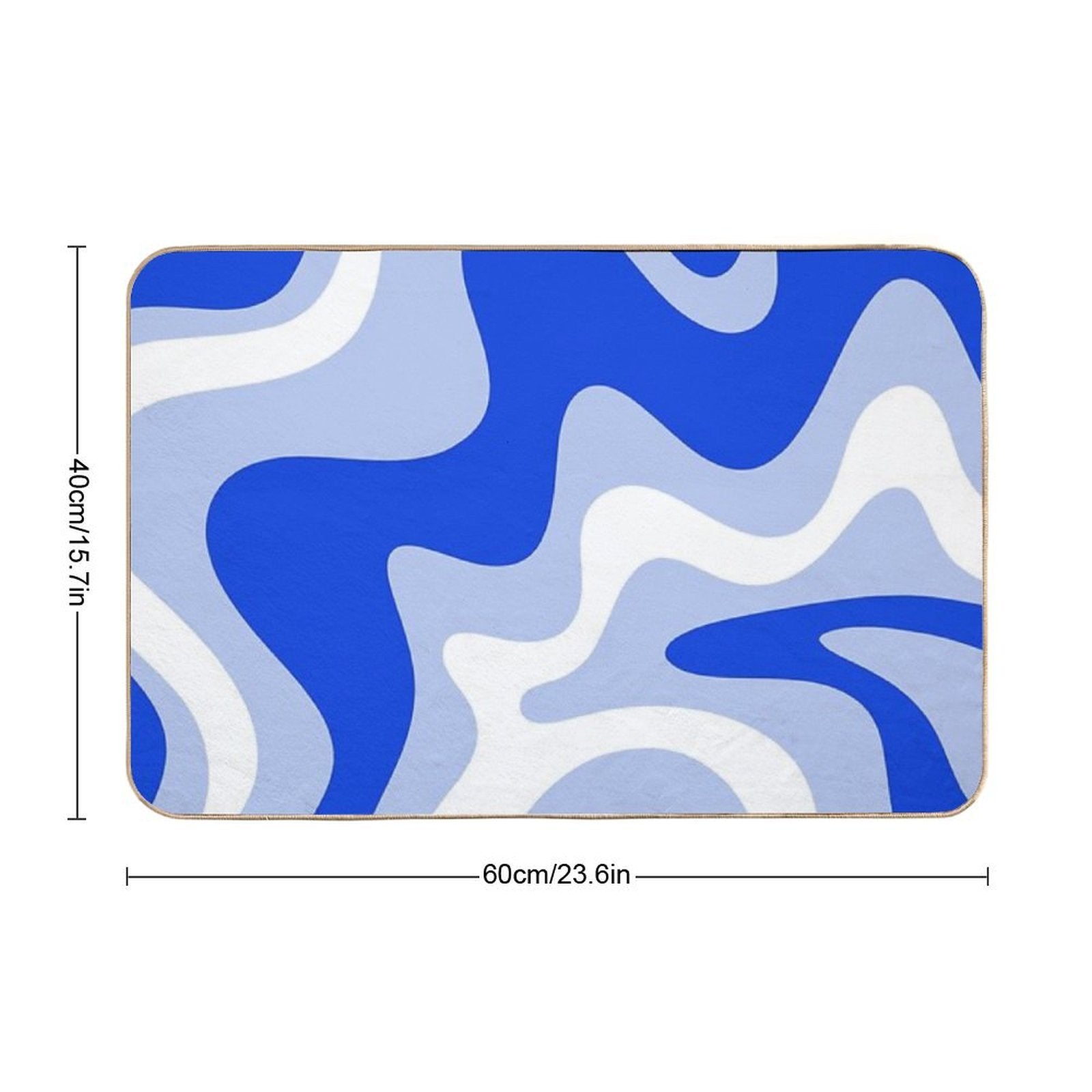 Retro Liquid Swirl Abstract Pattern Square in Royal Blue, Light Blue, And White  Eco-Friendly Bath Mat