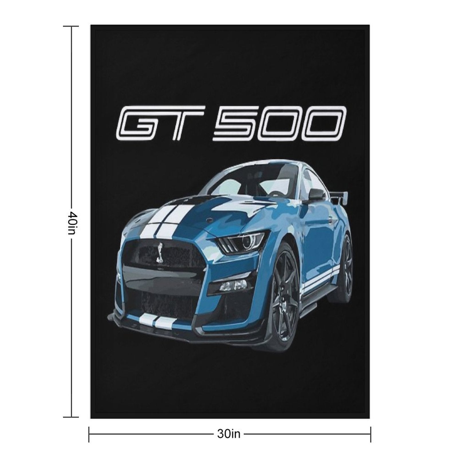 GT500 Mustang Shelby Cobra FORD PERFORMANCE BLUE Shrink-resistant Throw Blanket