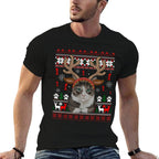 Christmas Cat Reindeer Ugly Christmas Sweater  Eco-friendly Material T-Shirt