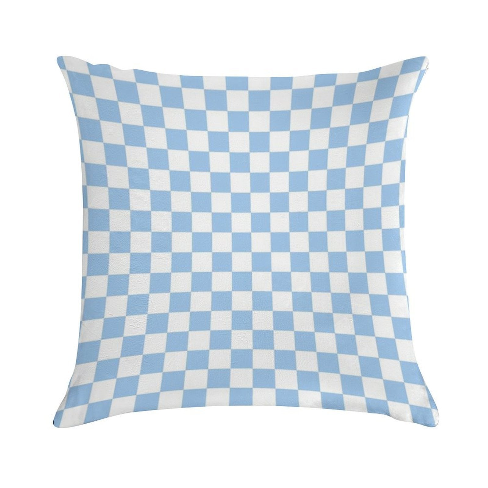 White And Baby Blue Checkerboard Soft Ultra-Soft Texture Throw Pillow