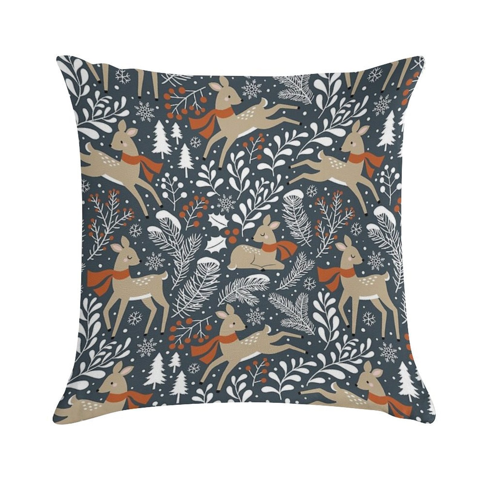 Winter Deer  Dark Grey Soft Warmth Comfort Throw Pillow