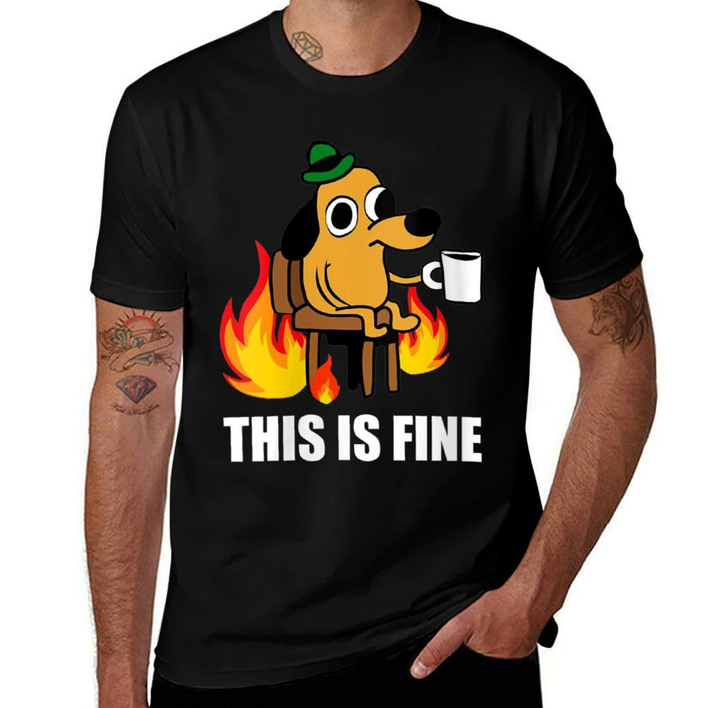 Womens This Is Fine Dog Internet Meme Burning San Francisco  Eco-friendly Material T-Shirt