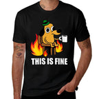 Womens This Is Fine Dog Internet Meme Burning San Francisco  Eco-friendly Material T-Shirt