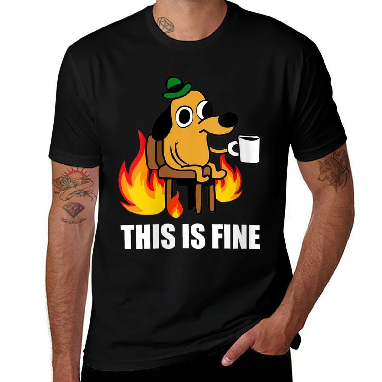 Womens This Is Fine Dog Internet Meme Burning San Francisco  Eco-friendly Material T-Shirt