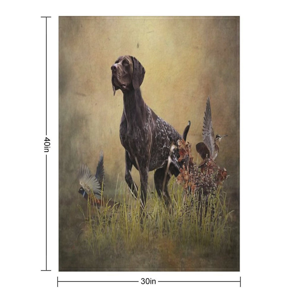 A German Shorthaired Pointer on Point Multi-functional Throw Blanket