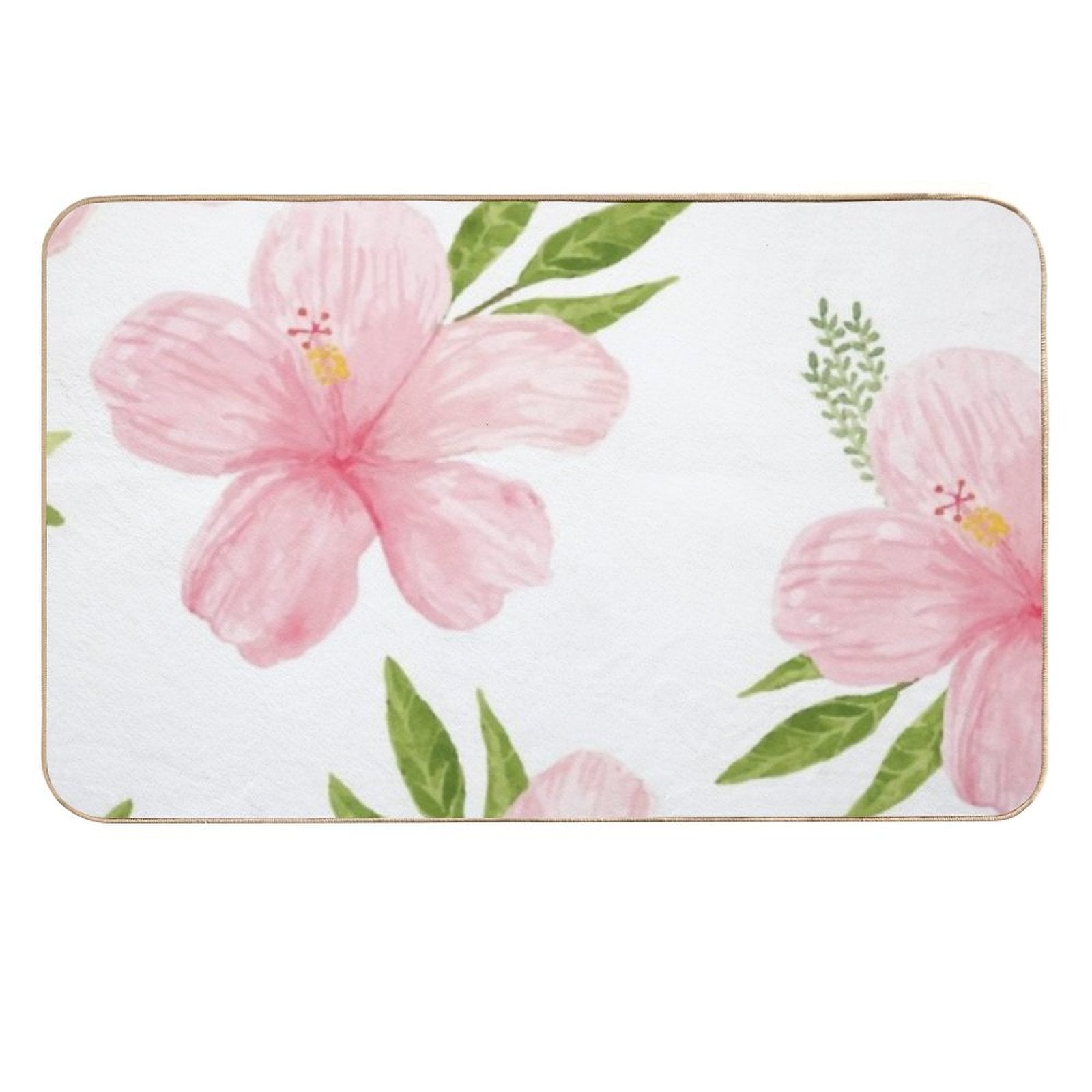 Beautiful Seamless Floral Flowers on White Background. Spring  Easy Maintenance Bath Mat